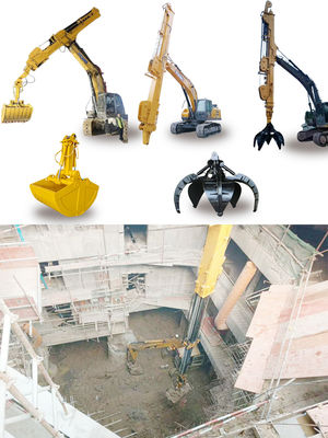 Ekskawator teleskopiczny z wiadrem Clamshell Telescopic Boom dla kota hitachi komatsu
